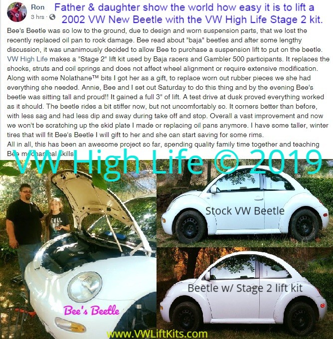Father & Daugther show the world how easy it is to modify lift a VW New Beetle at home